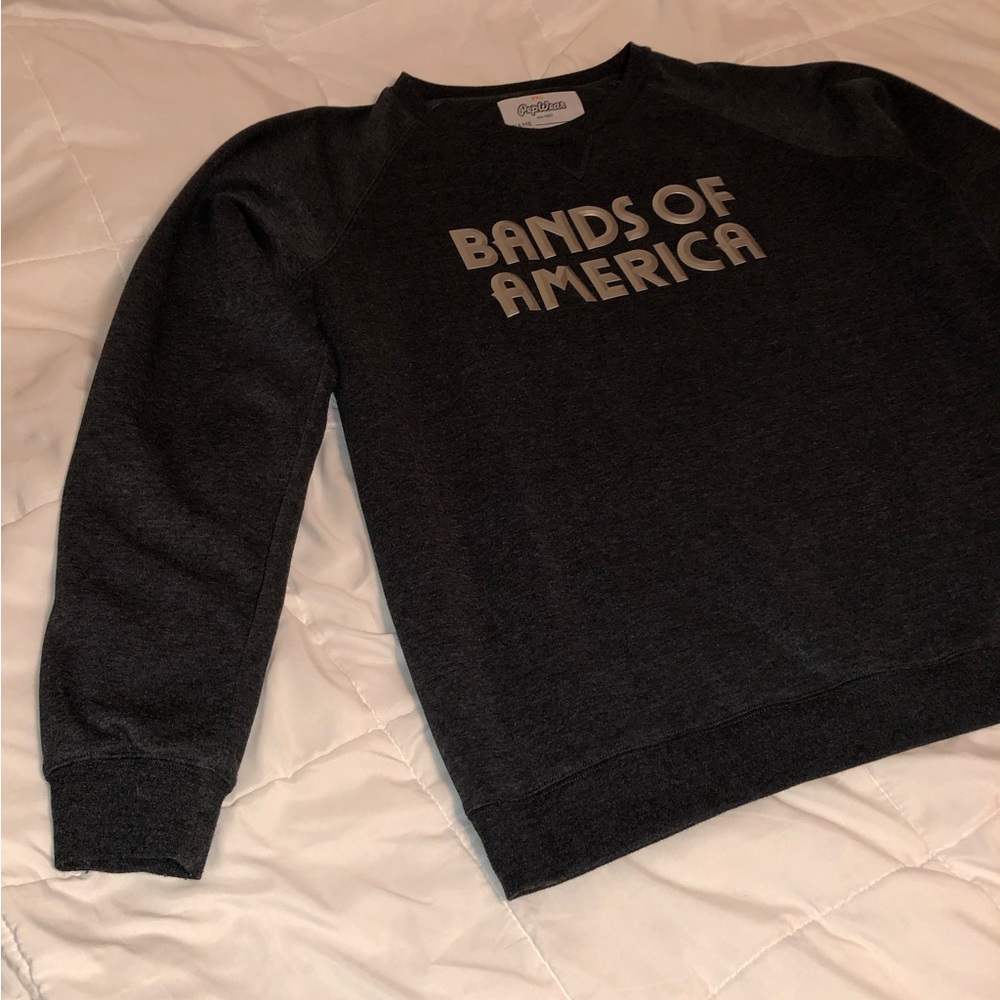 sweatshirt , long Sleeve, Raglan Dark grey ,Bands of America Raised silver color
